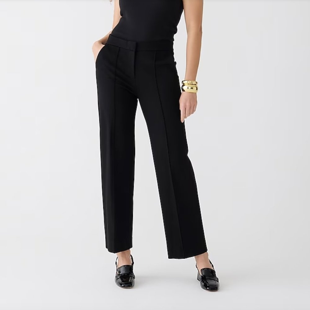 JCrew Mario Bellucci Wide-leg pant in Italian ponte, Black size 2